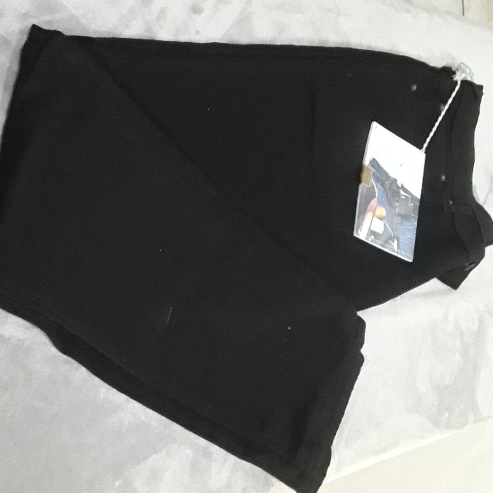 Ribbed Knee Black Pants